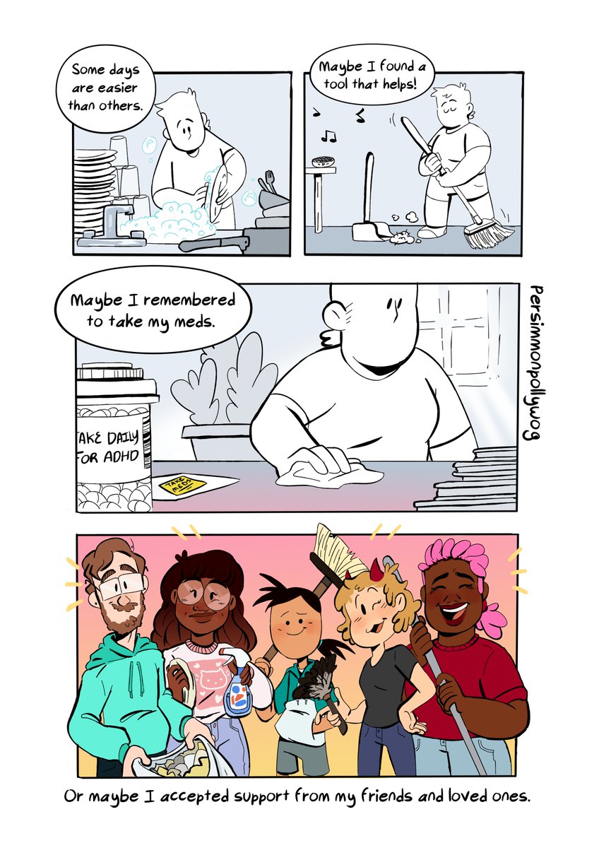   #ADHDAwarenessMonth   #ADHDInvasion ADHD has its perks but overall, its an overwhelming and destructive force for some of us. it& #39;s hard to "clean up" and organize our lives when we get constant pushback from our own heads.