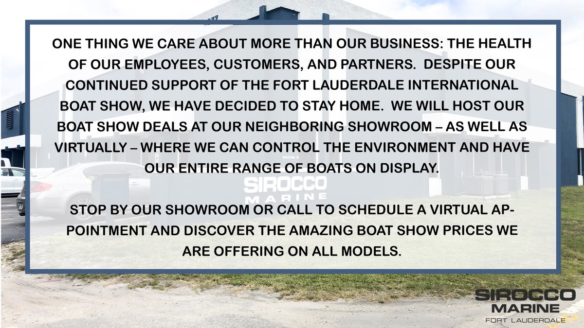 Our statement on not attending FLIBS:
#FLIBS #FLIBS2020 #fortlauderdale #boatshow