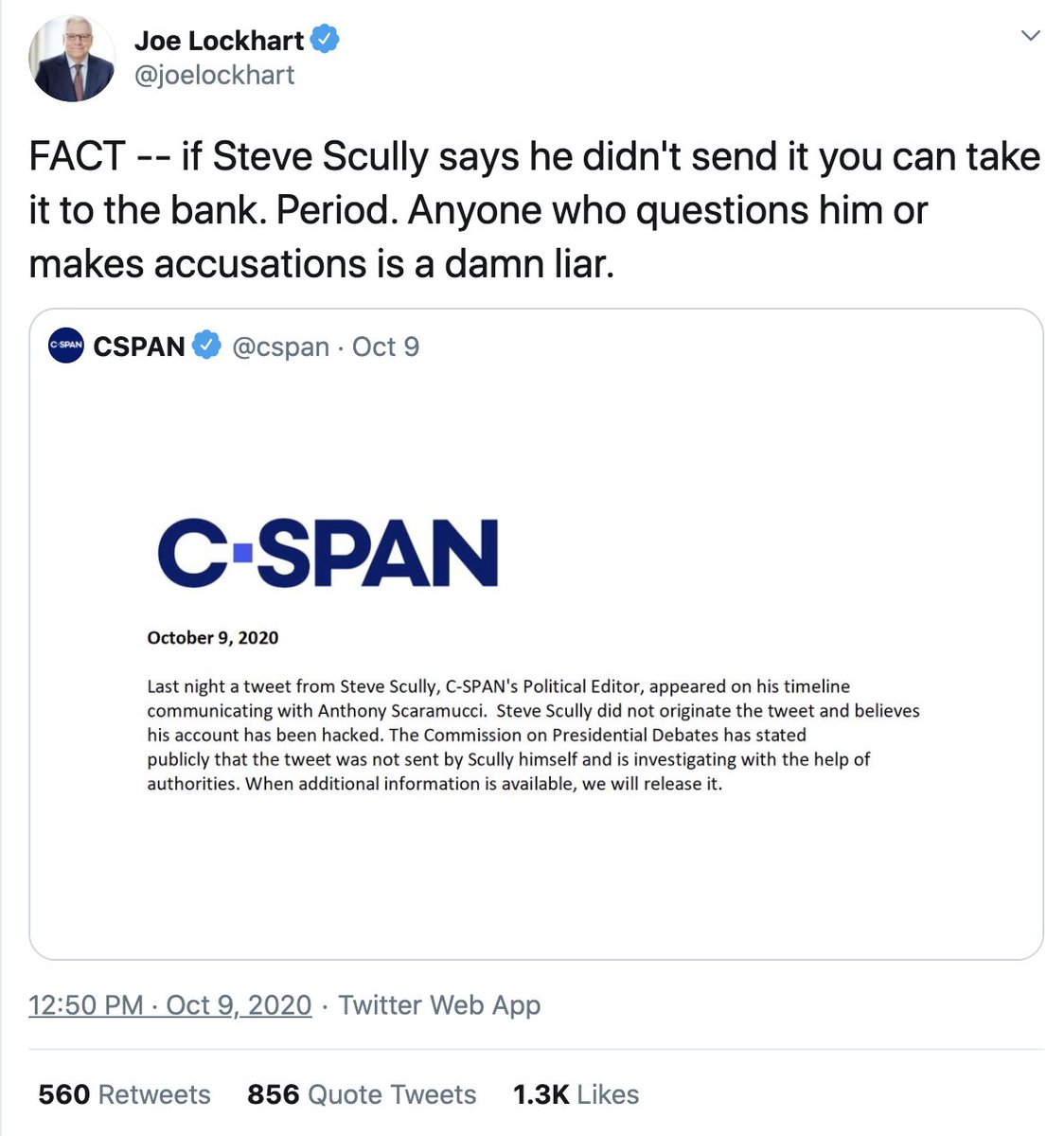 Steve Scully just admitted he was not hacked and he lied. Let's take a walk down memory lane of all the blue checks who carried water for him...