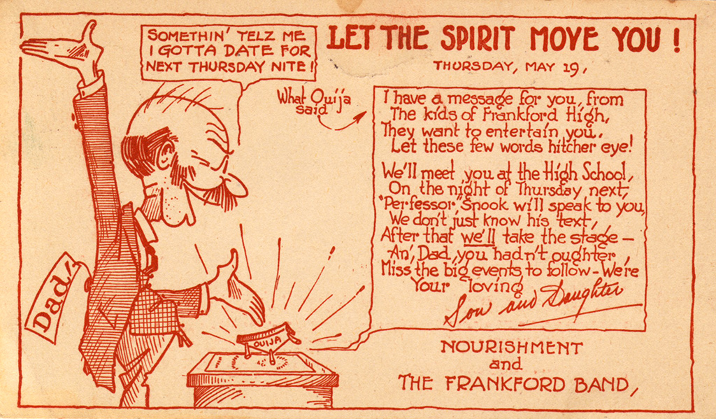 “Let The Spirit Move You!”
1914-05 Postcard
#ouija #ouijaboard #ouijaboards #talkingboard #talkingboards #spiritboard #spiritboards #witchboard #witchboards #planchette #planchettes #spiritualism #spiritualist #paranormal #haunted #haunting #talkingboardhistoricalsociety #tbhs