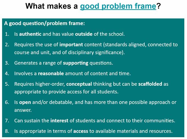 DejaMarcus's tweet image. What makes a good Problem Frame? How might you experiment with bringing these into your classroom to promote purpose?   #MichMe #DisciplinaryLiteracy