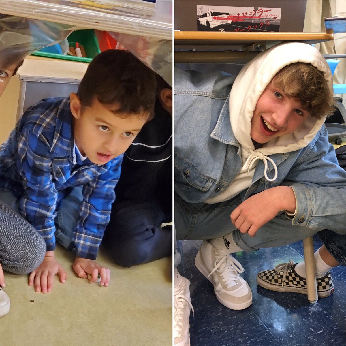 SurreyChristian's tweet photo. How it starts... How it ends!
PreK vs Grade 12 earthquake drill!
#earthquakedrill #scsgrad21 #scspreschoool #howitstarted #ShakeOutBC https://t.co/0tr8aAOV9l
