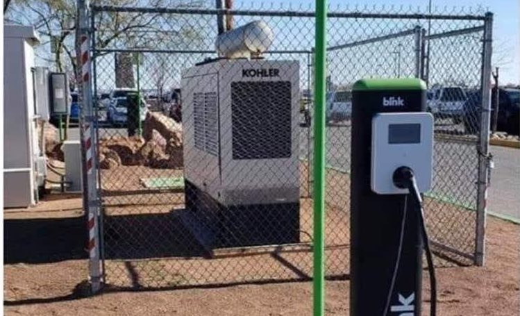 CFACT's tweet image. An electric charging station powered by a diesel motor.

That’s it. That’s the tweet.