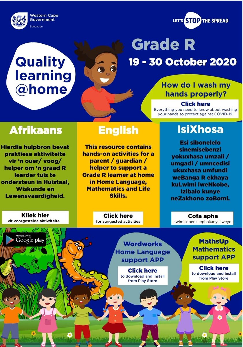 KarenR_Dudley18's tweet photo. 1st edition of Term 4, Week 1 - Lessons &amp; WhatsApp Poster Grade R to 9 – all subjects.
Grade R:
https://t.co/oxIDncIA8n
Gr 1-3 T 4, Wk 1 
https://t.co/MTYALEZIJe
InterSen T4, Wk 1  https://t.co/nYKnG46Ti5
S.P https://t.co/6ZtQeER13Q @WCEDnews @WCED_HOD @DebbieSchafer @elzetteb https://t.co/1iSio3MkbW