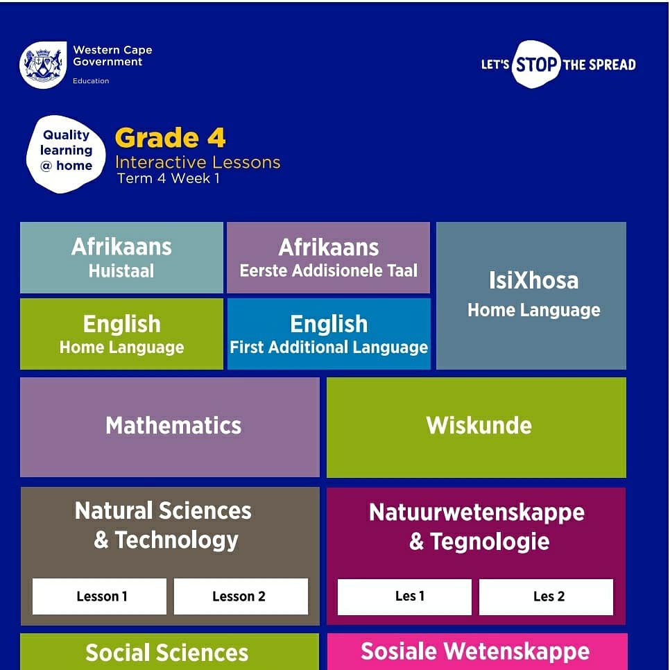 1st edition of Term 4, Week 1 - Lessons &amp; WhatsApp Poster Grade R to 9 – all subjects.
Grade R:
wcedeportal.co.za/eresource/1658…
Gr 1-3 T 4, Wk 1 
wcedeportal.co.za/eresource/1637…
InterSen T4, Wk 1  wcedeportal.co.za/eresource/1642…
S.P wcedeportal.co.za/eresource/1642… <a href="/WCEDnews/">WCEDNews</a> @WCED_HOD <a href="/DebbieSchafer/">Debbie Schafer</a> <a href="/elzetteb/">Elzette Brown</a>