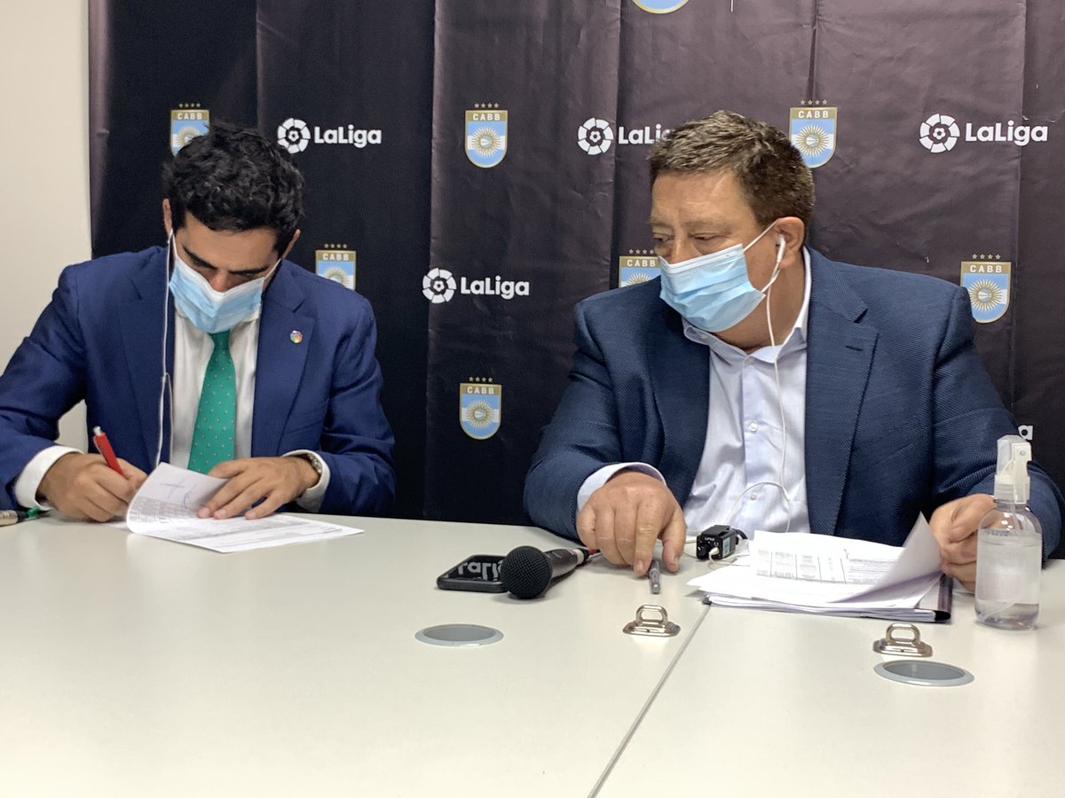 AlvaroNBAMartin's tweet photo. .@CABBOficial: announce the signing of a two-year agreement with @LaLiga with no compensation between the sides, but rather with commercial know-how and data exchanges between the parties. @LaLiga's signatory #MarcTarradas has been living/working in South America for over a year. https://t.co/RLpM0nzUWD