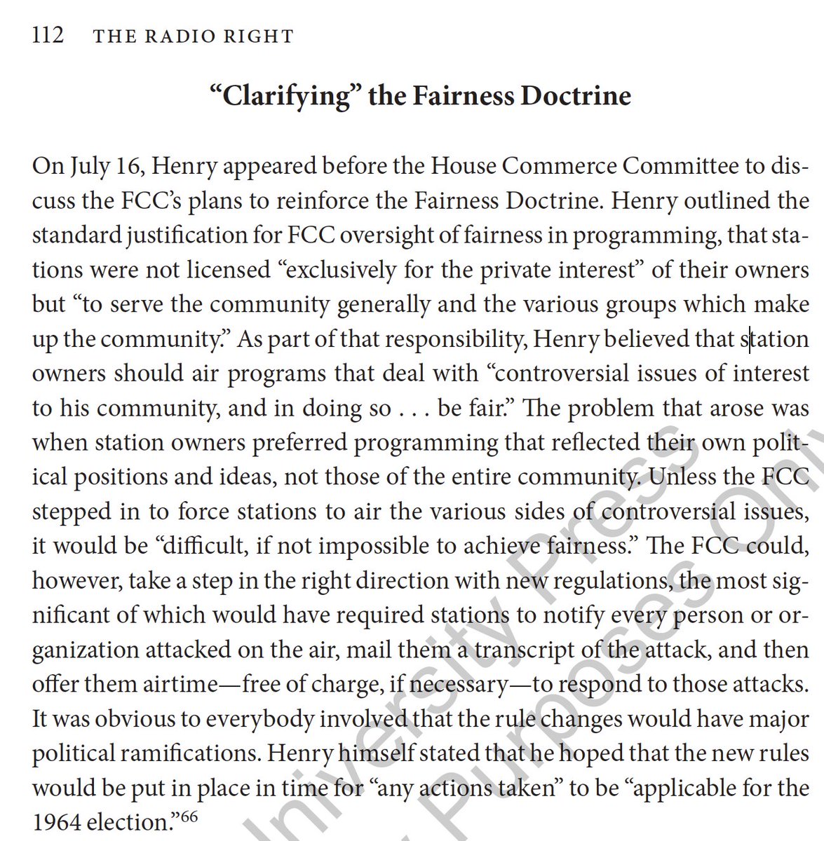 But Henry’s statement focused on negative examples conservative speech.Also, note how similar Henry’s rhetoric is to that of contemporary conservative arguments about how social media platforms have public obligations and ought not to favor any particular point of view.