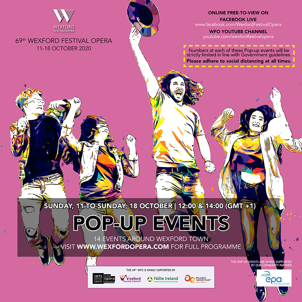 For our only Pop-up event today at 12, we bring you (virtually) into The House Café in <a href="/NatOperaHouse/">National Opera House</a> for some Mozart &amp; Rossini. Join Rory Dunne @David_HBaritone &amp; Gianni Giuga accompanied by Giorgio D'Alonzo for your 15 min of ‘aaaahhhhh’ Watch via our Facebook page #WFO2020