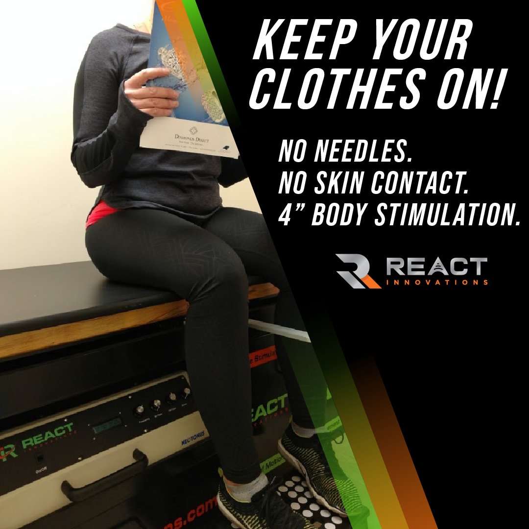 We know how uncomfortable it can be to undress for treatment. With #REACT, there is no need for that! REACT tables don't require skin contact to be effective, so keep your clothes on! 👍🏼

#InnovativeSportsMedicine #PhysicalTherapy #NonInvasiveTreatment