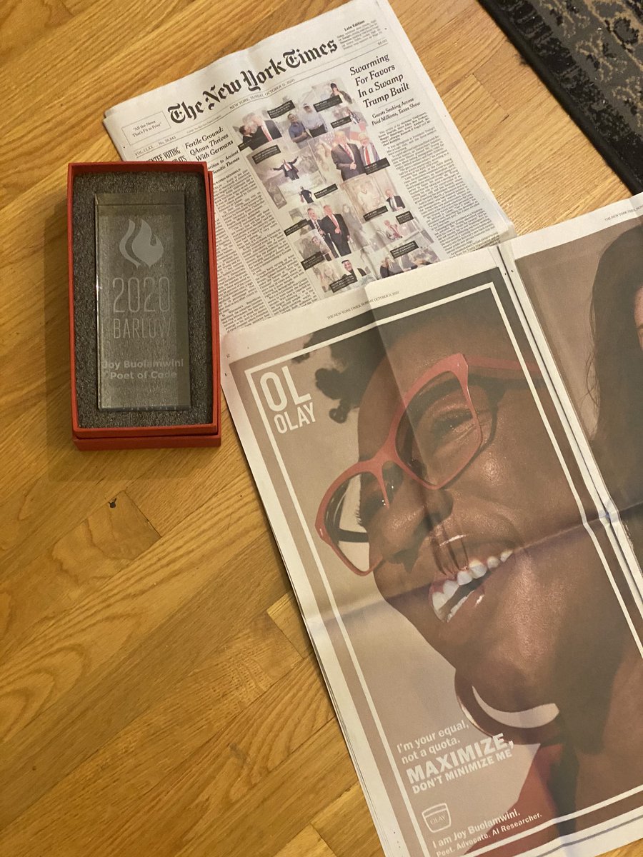 jovialjoy's tweet photo. Today I received two packages -one with the @EFF Pioneer award ahead of tonight’s ceremony and the other a Sunday October 11 2019 @nytimes  with full page spread in women’s empowerment campaign https://t.co/mkeIrDCGWt