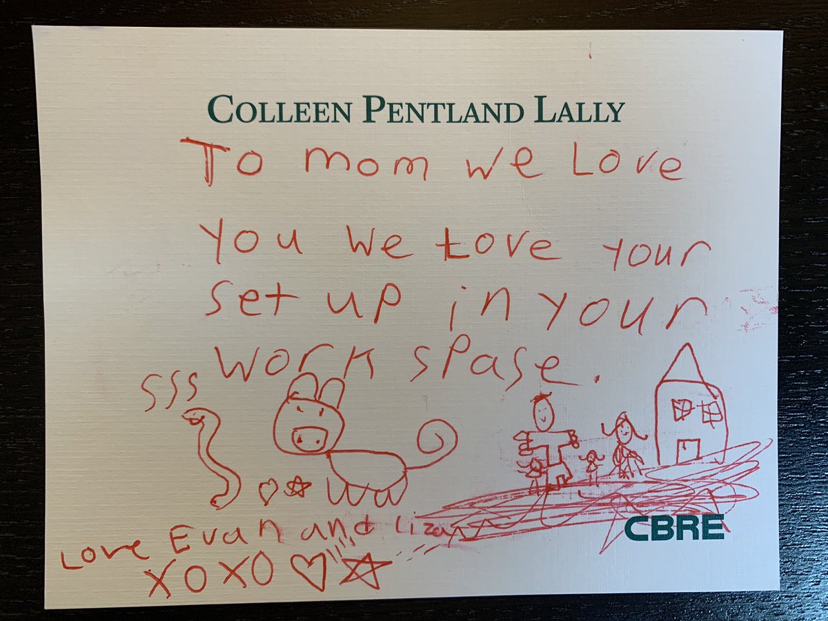 cepentland's tweet photo. My handy little officemates helped me build a new bookshelf today for the @cbremultifamily #global satellite office and left me this sweet note ❤️ #silverlinings #workingmama #workfromanywhere #womeninrealestate #patienceandgrace @cbrewomen https://t.co/jXSiS0sGeU