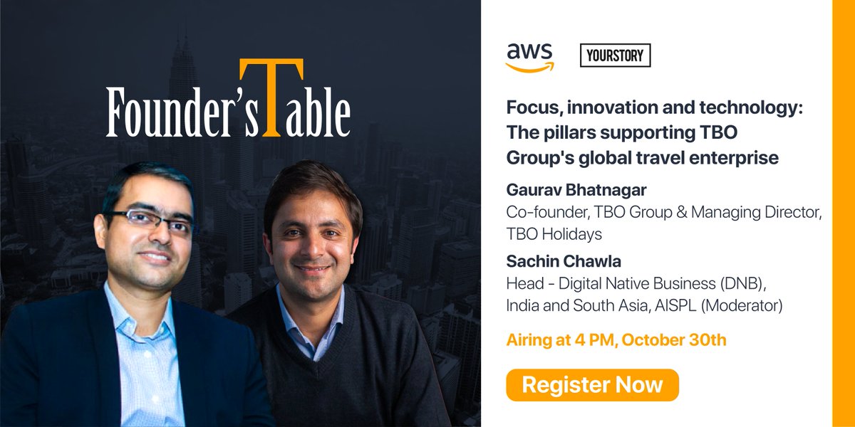 YourStoryCo's tweet image. Watch Gaurav Bhatnagar of TBO Group in conversation with Sachin Chawla of AISPL on building an end-to-end platform, leveraging data to drive revenue growth and how Cloud allows businesses to focus on core operations on this episode of AWS Founder’s Table:

yourstory.com/webinar/aws-fo…