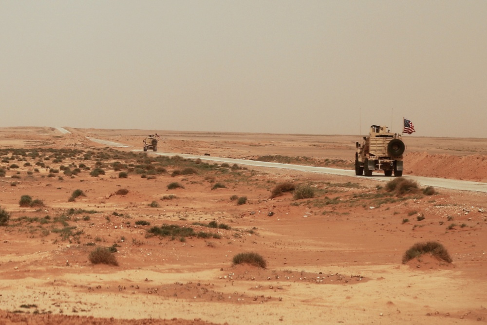 OIRSpox's tweet photo. A key part of the mission to #DefeatDaesh falls on the @Coalition members and our partners in the At Tanf Garrison. Protection of this terrain keeps Daesh &amp; other outlaw groups from using this region. CJTF-OIR is committed to maintaining the security in &amp; around At Tanf Garrison. https://t.co/E4J4lMIOAb