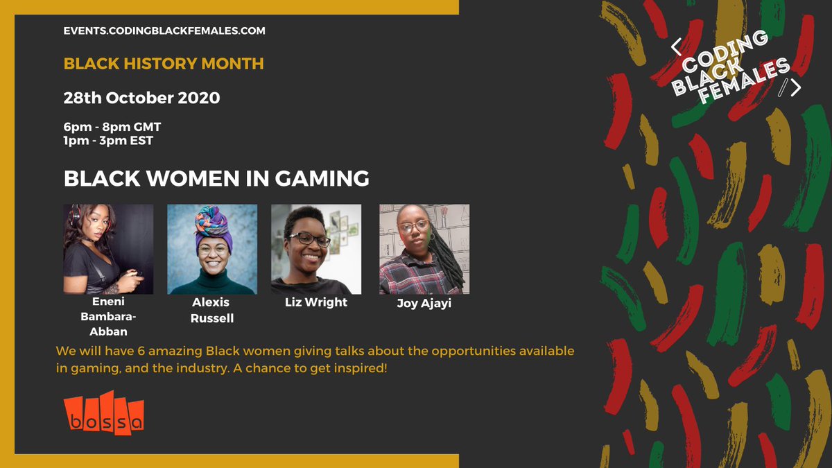 Interested in Games Development? We've partnered with <a href="/bossastudios/">BossaStudios</a> to bring together 6 black women in the games industry to talk about their roles. 

Sign up: bit.ly/cbfevents

@EbonixSims <a href="/The_Techover/">IG: TheTechover</a> 

#ukie #gaming #gamesindustry #bhm #womenintech #blacktechtwitter