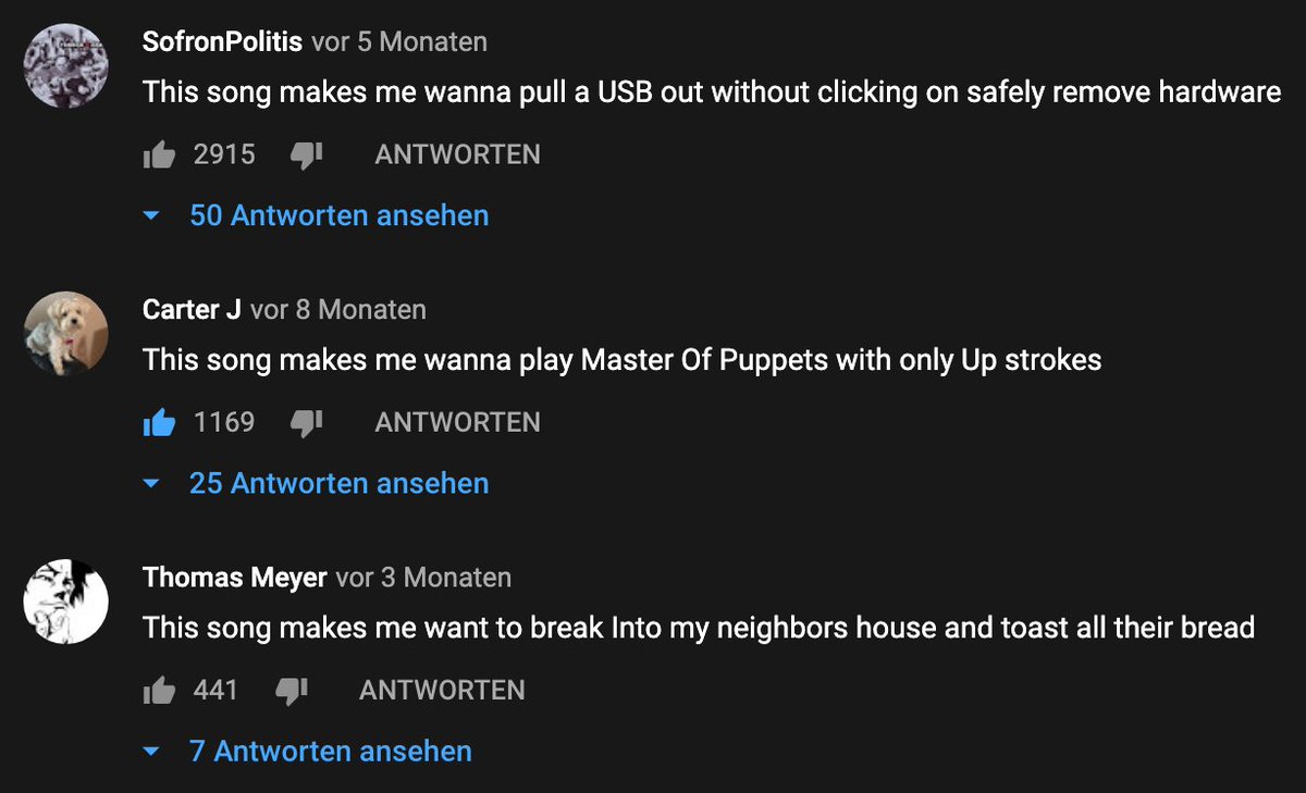 Manchmal liebe ich #YouTube Kommentare. Heutiges Beispiel #Bleed von #Meshuggah. https://t.co/Ul0lEut6q7