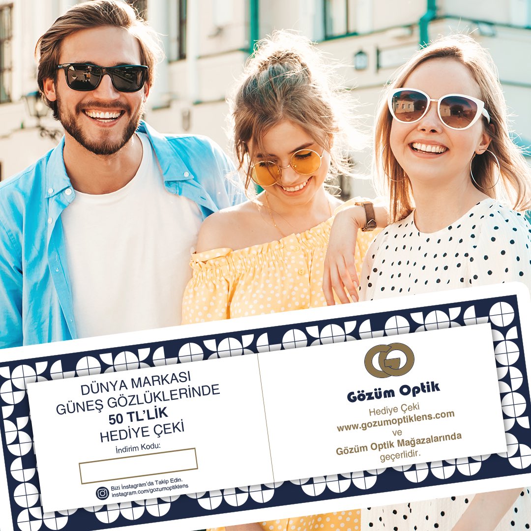 OptikGozum's tweet photo. Lens alışverişlerinizden kazandığınız 50₺ değerinde hediye çekinizi kullandınız mı? ✨✨
Sadece güneş gözlüklerinde geçerli hediye çekinizi mağazalarımızdan ya da websitemizden kullanabilirsiniz #gözümoptiklens #istanbul #capitol #şaşkınbakkal #canpark #kadıköy #üsküdar #emaar https://t.co/pAVp0oYlFa