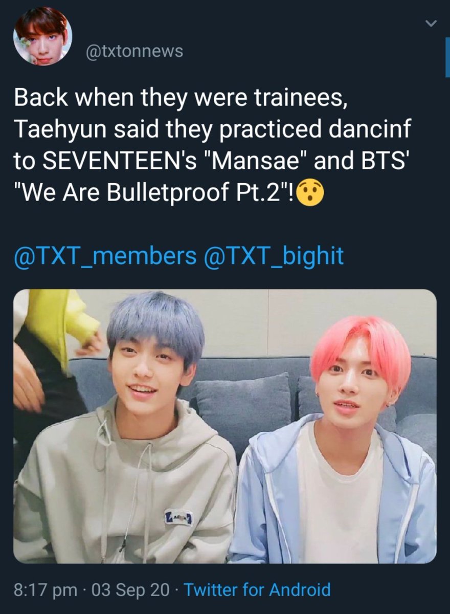 in the same vlive they talked about how they used to practice svt mansae and bts we are bulletproof pt 2 :') moarmycarats wya