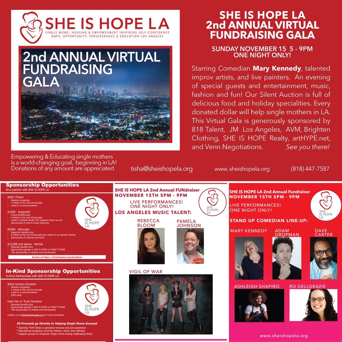 SAVE THE DATE! The SHE IS HOPE LA Second Annual Fundraiser will be on Sunday, 11/15 from 5-9pm! Please join us for a night of comedy, music, speakers and a silent auction!
#fundraiser #silentauction #comedy #music #speakers #helpingsinglemoms #thriftstore @sheishopela https://t.co/Es0QrGjNjq