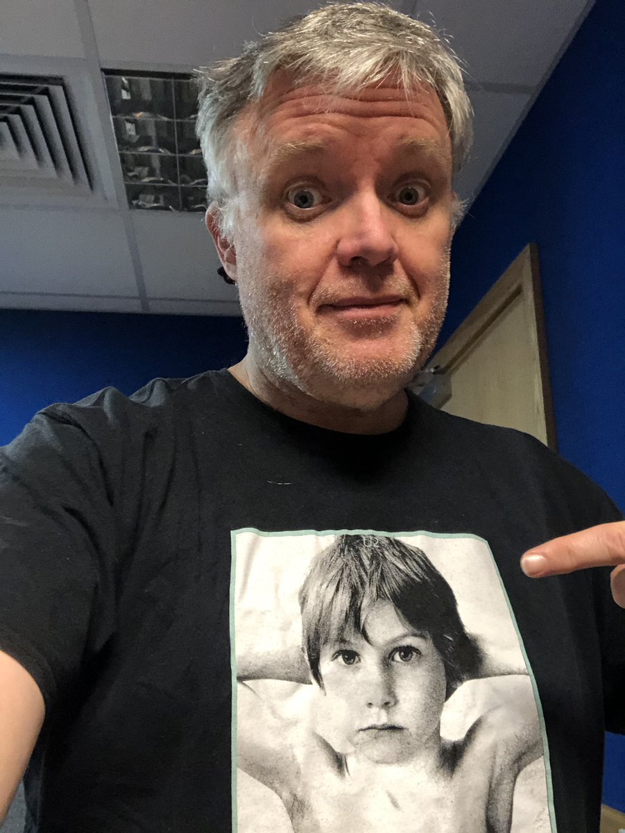 liam_coburn's tweet photo. T-shirt sorted for chatting to @Pat_Carty about 40 years of @U2 Boy on @Q102FeelGood this morning! #Boy40 #MorningsWithLiamAndV https://t.co/XZYDfqPWcw