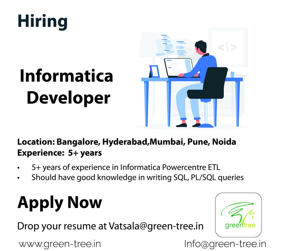 #WeAreHiring
Informatica Developer
Send your resume to vatsala@green-tree.in
👉Follow #Greentree for daily Job Updates!
#SQL #ETL #powercentert #informaticadeveloper #itjobs #jobseekers #informatica #careers #jobs #jobinterviews https://t.co/ZQHTvsp3P3