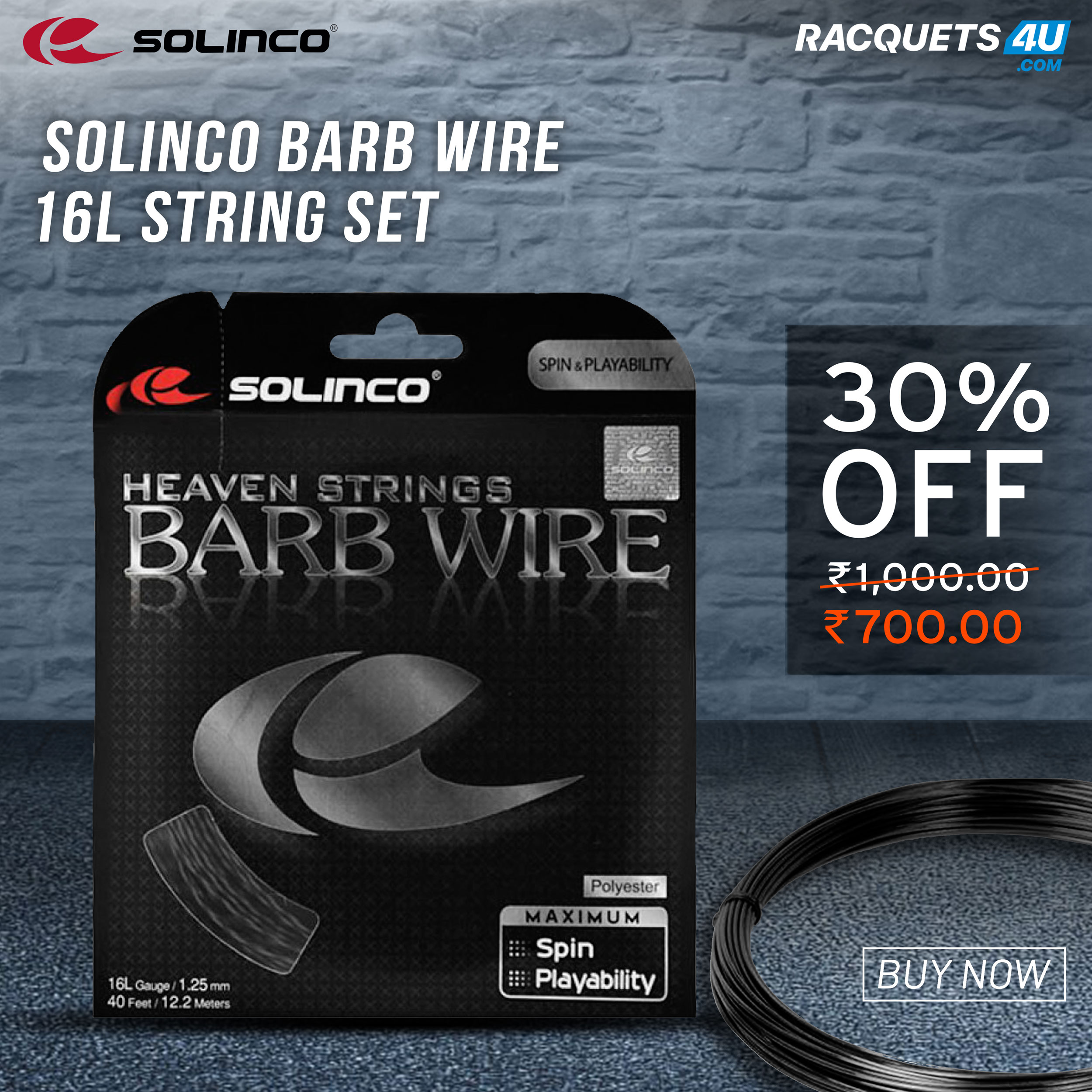 Racquets 4 U on X: Solinco Barb Wire – A monofilament co-polyester tennis  string that offers excellent spin. Get it here -   #Racquets4u #Solinco #Tennis #String #Friday  / X