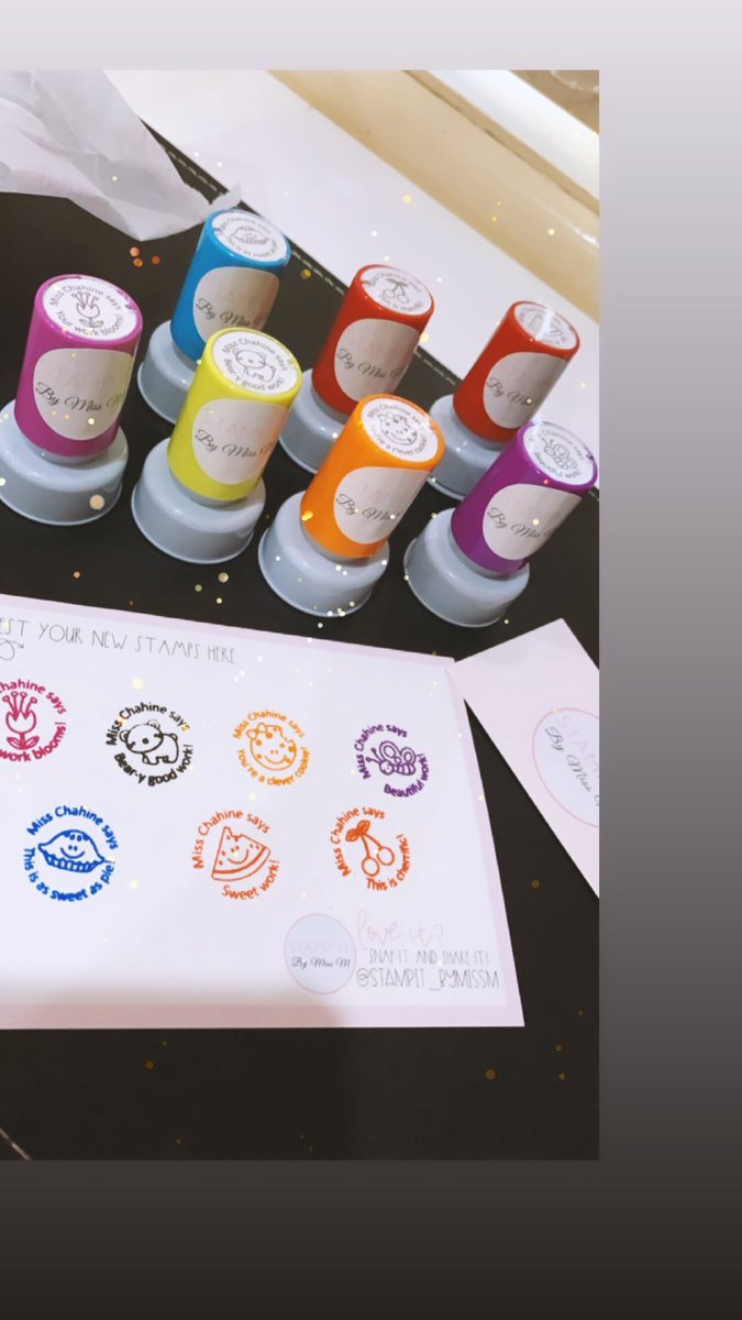 Personalised stamps have arrived ! So excited to use them 💖📚🍎🥰 #stamps #yes #fun #teacher #excited #love #cute #rainbow #student #colours