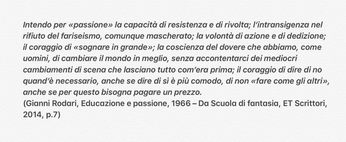 100 anni fa nasceva #GianniRodari Un Gigante.
“Intendo per «passione» la capacità di resistenza e di rivolta; l’intransigenza nel rifiuto del fariseismo, comunque mascherato; la volontà di azione e di dedizione; il coraggio di «sognare in grande»; la coscienza del dovere che...”
