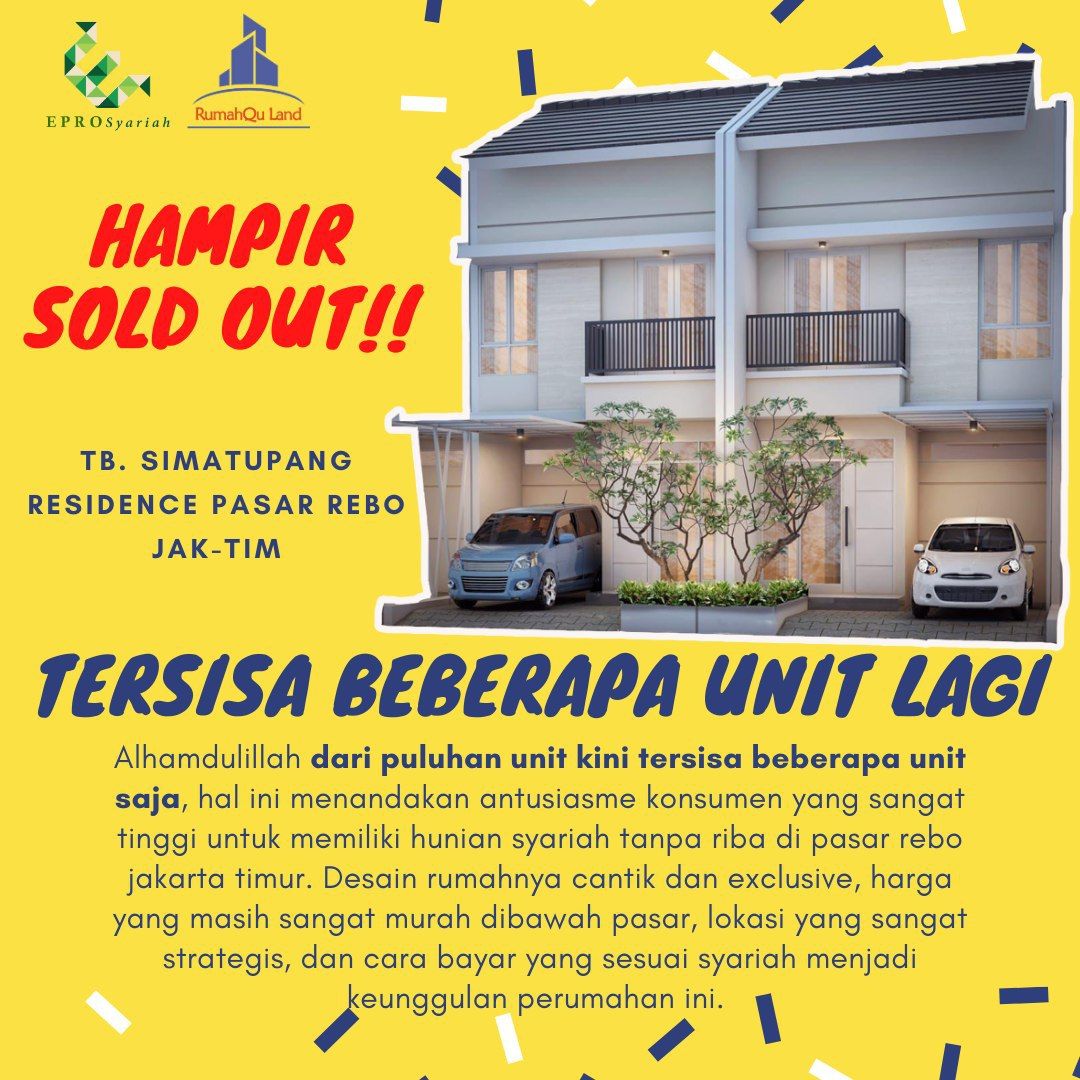 Info , Rumah 2 Lantai JAKARTA TIMUR PASAR REBO 698 jutaan, 4 unit lagi TB SIMATUPANG RESIDENCE
#jakartatimur #clustersyariah #infojakarta #UlamaDukungDespi #dirumahaja #bogor #tangerang #rumah #muslim #JanganKriminalkanDakwah #propertisyariah #rumahdijual #cakung https://t.co/UMPAoGdESJ