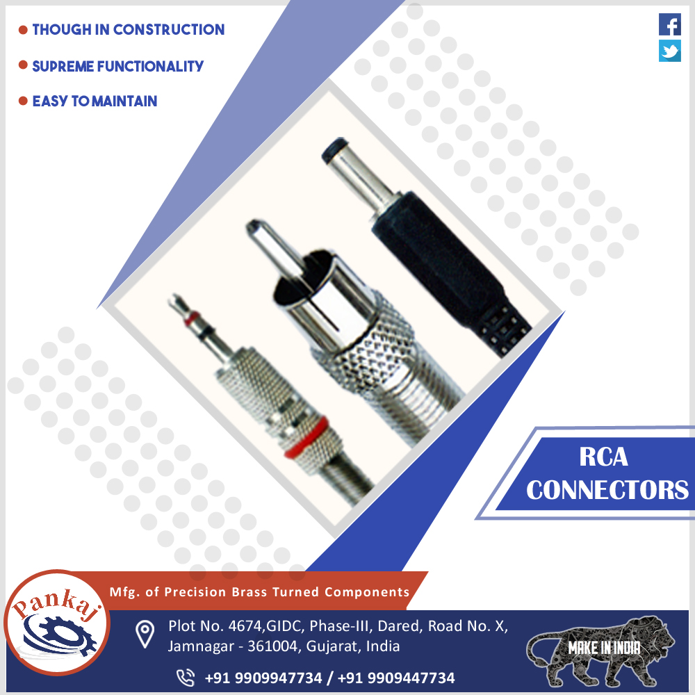 pankajproducts's tweet image. We manufacture high-quality RCA Connector which has supreme functionality and easy to maintain.

For Sales
+91 9426248734 / +91 9909947734
pankajproducts.com

#RCAConnector #RCACables #BananaConnector #manufacturer #exporter #pankajproducts #jamnagar #jamnagarcity #india