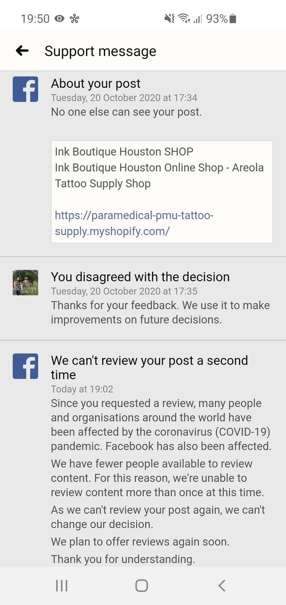 gemmabellz's tweet photo. @Facebook  literally banned from Facebook for posting a link to a shop!!!!!! Sort it out Facebook I just paid hundreds on paid ads because of the damage of the last 30 ban for posting a tattoo I did for a cancer surviver.... https://t.co/2HCE9fKbis