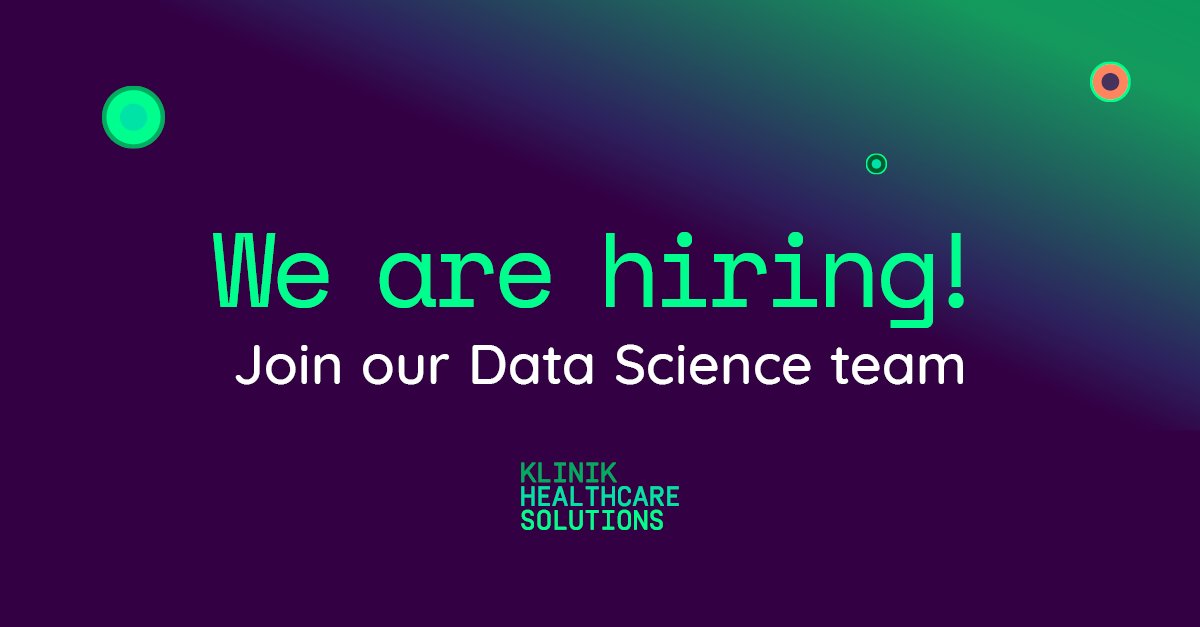 📢 We are #hiring! 
We have two positions open at our Data Science team. We are looking for: 

🚀 Data Analyst: bit.ly/klinik_data_an…
🚀 Data Engineer: bit.ly/Klinik_DataEng…

Apply now or share to a friend! 

#rekry #joinourteam #jobs #klinikteam