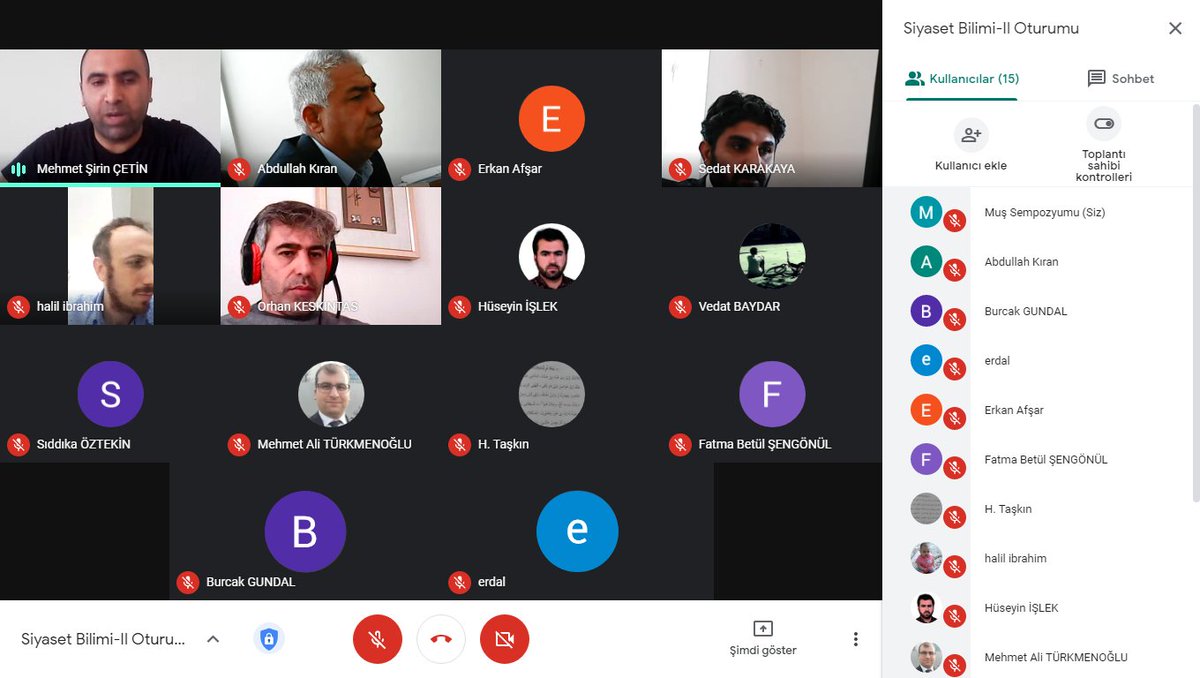 Sempozyumumuzun ikinci günü Siyaset Bilimi-II online oturumu ile devam ediyor. @ProfesorKIRAN, Mehmet Şirin Çetin, Sedat Karakaya, Orhan Keskintaş, Erkan Afşar.