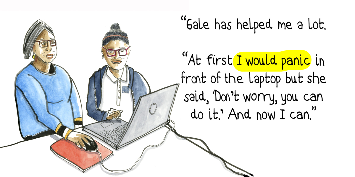 It's #GetOnlineWeek, so here's another of my pre-Covid sketches for a <a href="/MCCWorkSkills/">MCC Work and Skills</a> campaign aimed at getting people tapping those  keys... @getonlineweek #sketchingasstorytelling