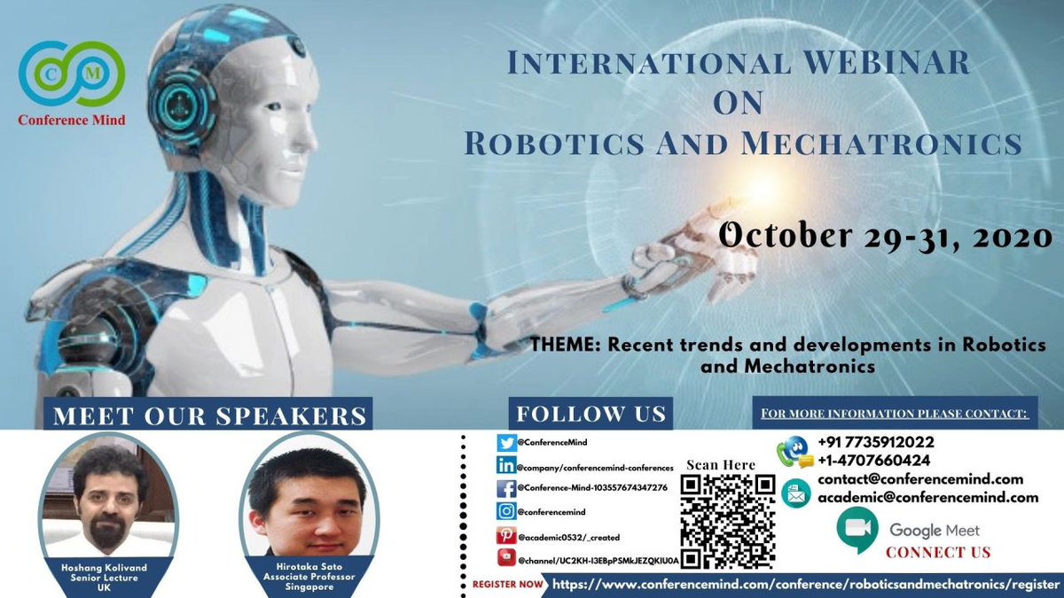 Roboticsmechat1's tweet image. International Webinar on #RoboticsandMechatronics, which scheduled during #October 29-31, 2020.
Visit : conferencemind.com/conference/rob…
#Robotics #Mechatronics #Control_systems #civilengineers #Professors #Students #mechatronics #engineering #electricalengineering #mechanicalengineering