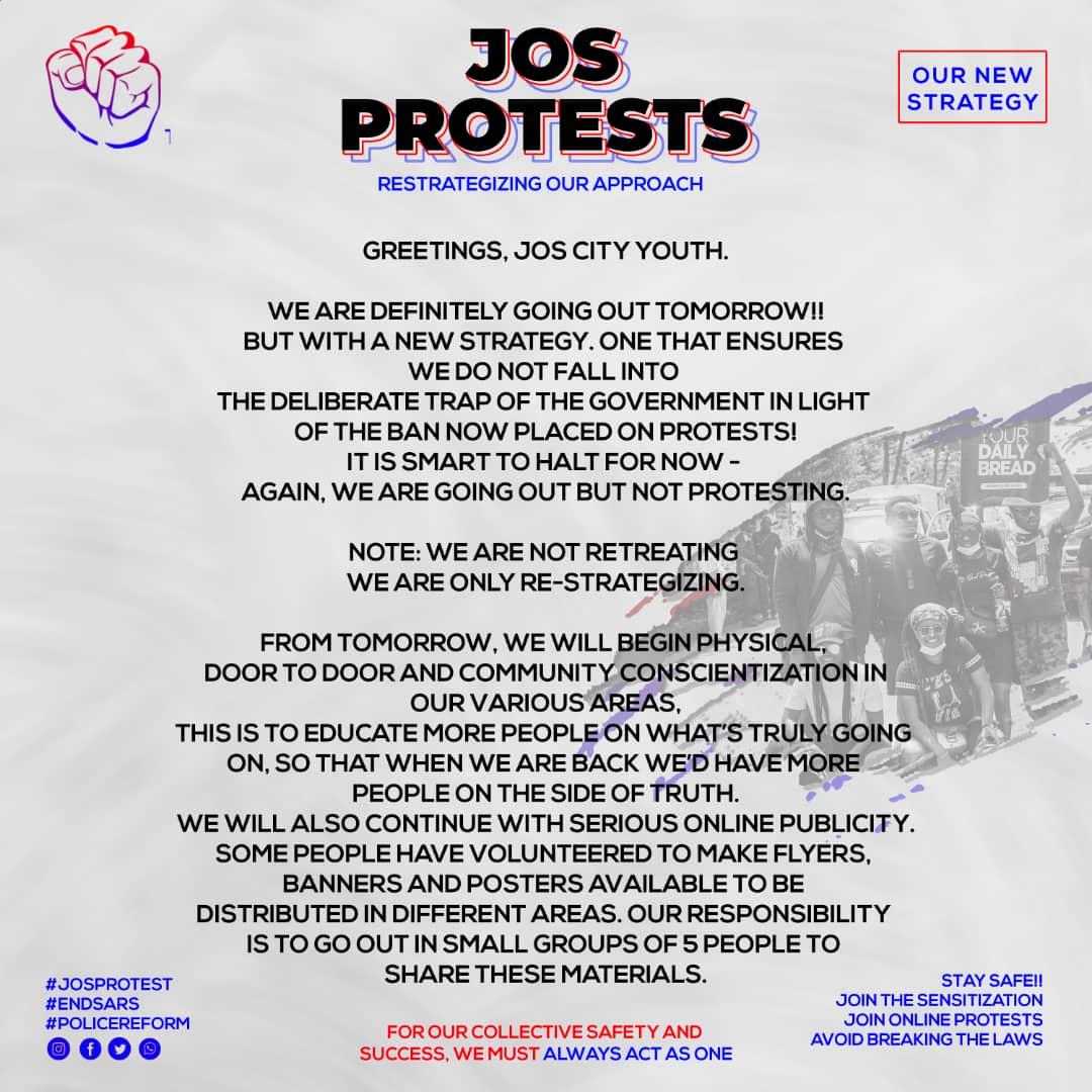 ElJefe__'s tweet photo. If you're in Jos.

#EndSars #ReformTheNigerianPolice #EndPoliceBrutalityinNigeria #GiveUsGoodGovernance #RememberTheLekkiMassacre https://t.co/mTo4G9msYH