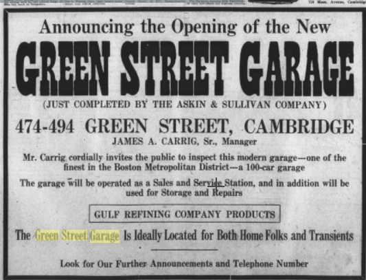That said, this *probably* explains the (modern) location of the Green St Garage: I expect that losing parking here was a problem given limited parking in Central, and this was a compromise? this is made harder by the fact that a *different* Green St. Garage was built in 1925.