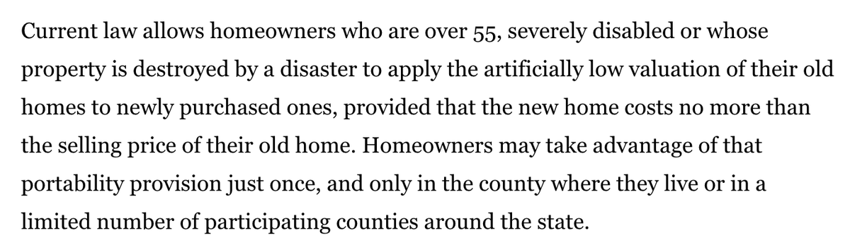 9/ Prop 19: Another BFD property tax initiative pushed by real estate lobby. One that is—surprise!—massively misleading. Ok, here's the KEY background to EXISTING law you need to know:  https://www.latimes.com/opinion/story/2020-09-17/vote-no-on-proposition-19