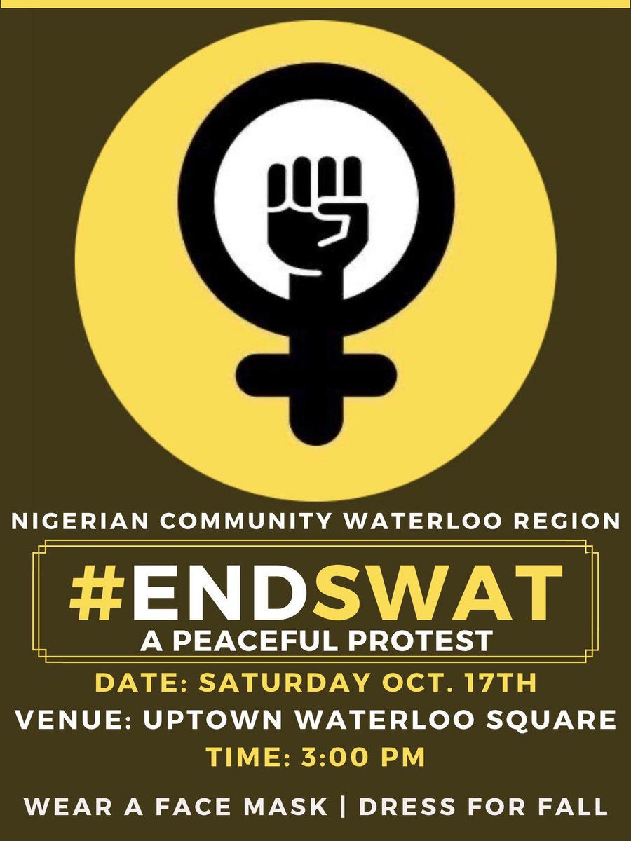 Following the ongoing  #EndPoliceBrutalityinNigeria  #EndSARS    #EndSWAT protests in Nigeria & around the world, which have been met with deadly force and live ammunition rounds fired at peaceful protesters, we will continue our protests. (Thread)  #Nigeria