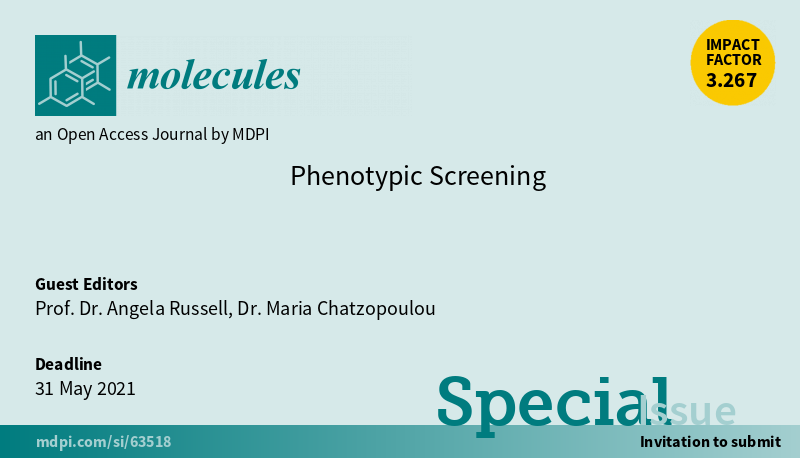 Molecules_MDPI's tweet photo. 📢 New Special Issue Open for Submissions: Phenotypic Screening
✏️ Guest edited by Prof. Dr. Angela Russell and Dr. Maria Chatzopoulou
🔗 https://t.co/s1aee9cVdJ
📌 #PhenotypicScreening #DrugDiscovery #HighThroughputScreening #HighContentScreening #HitTriage #LeadIdentification https://t.co/s15o8FUFDz