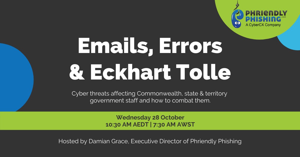 Join Phriendly Phishing as they dive into the recent trends in emails and errors on Wednesday October 28. Register: bit.ly/2Ilrtfm #phishing #cybersecurity #webinar
