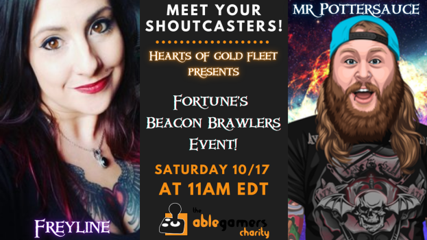 HeartsGoldFleet's tweet photo. Meet your Shoutcasters for our @AbleGamers Event!!! 💛

Fortune's Beacon Brawlers Competition will be brought to you by the awesome @Freyline_ and @Mr_PotterSauce! 💛💛

Things will kick off at 11 EDT Oct. 17th! You DO NOT want to miss this! https://t.co/owD30B4KuM