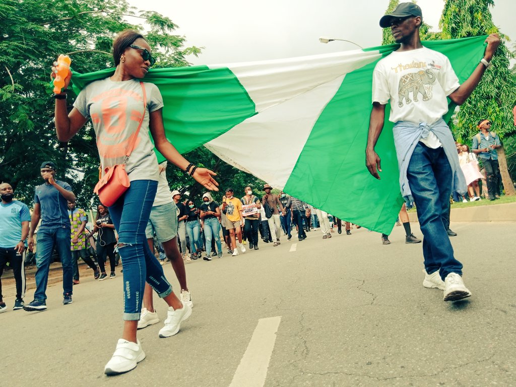 Our flag was well taken care of today   #EndSARS    #EndSarsNow  #AbujaProtest  #SARSMUSTEND  #EndSWAT
