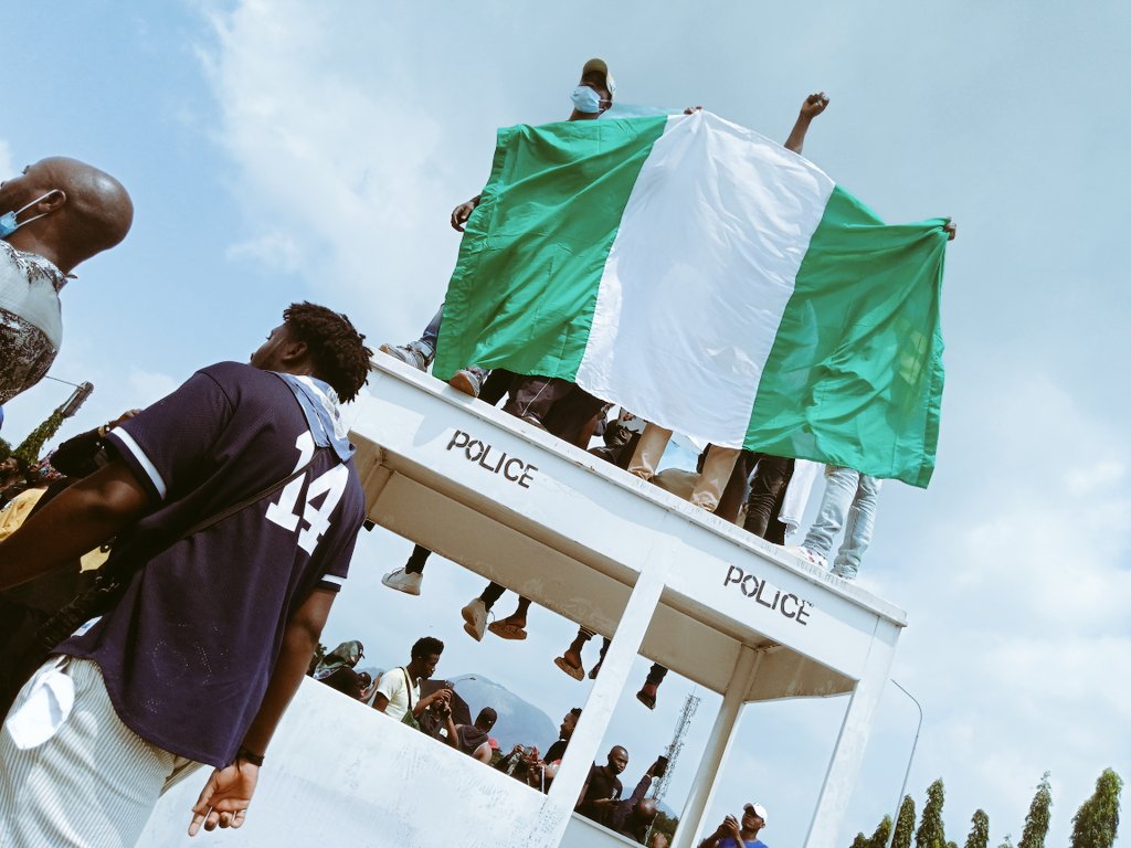 Our flag was well taken care of today   #EndSARS    #EndSarsNow  #AbujaProtest  #SARSMUSTEND  #EndSWAT