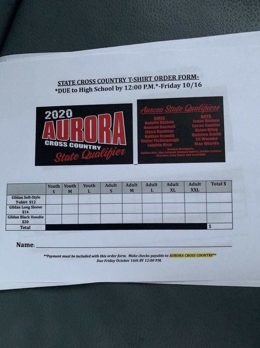 xc_huskies's tweet image. If you want a state T-shirt order form. Pick up a form from the high school office or Coach Siglers room. Due tomorrow by practice.