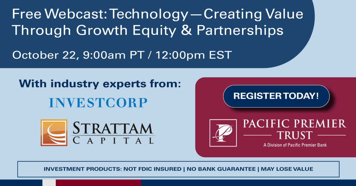 PacPremierTrust's tweet photo. Join us with industry experts from @Investcorp  and @strattamcapital! 
Register here: https://t.co/90sn75hkhY
#growthequity #technology #ira #alternativeassets https://t.co/wvL5hzV6lj