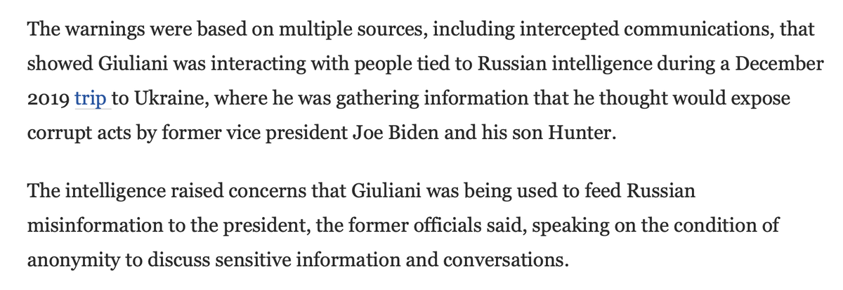 Giuliani, among his ZILLION OTHER APPARENT MAJOR FELONIES was also a witting asset/agent/ stormdrain/ sewerpipe/ colostomy bag for RIS to Trump for YET MORE RUSSIAN POLITICAL WARFARE 