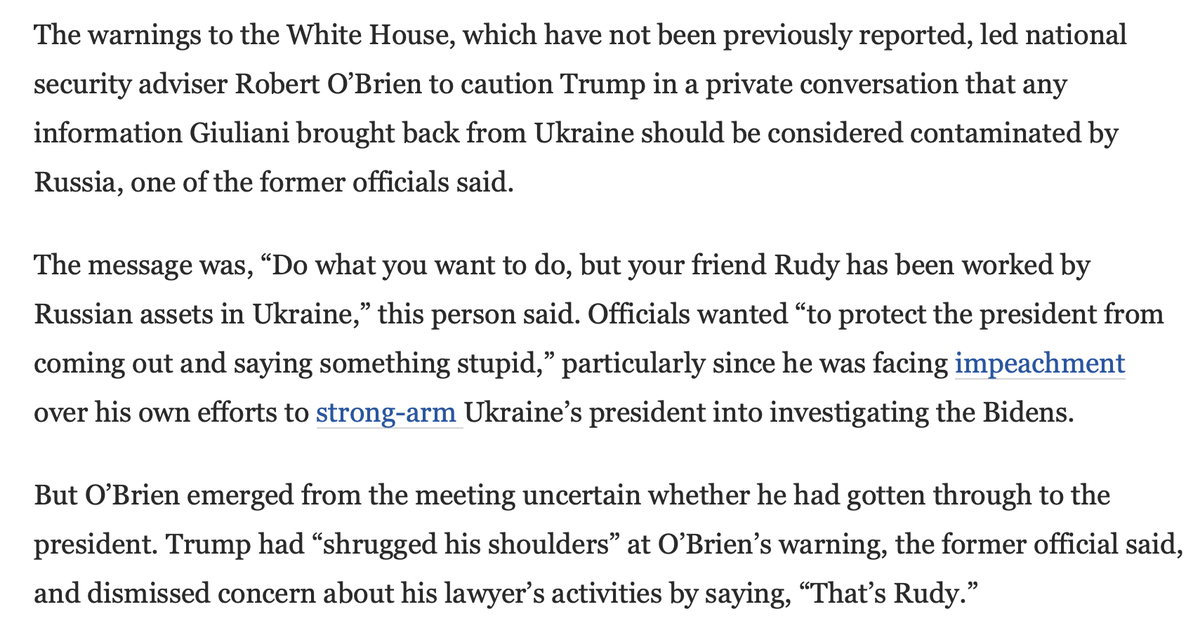 NEVERTHELESS, HE PERSISTED: Even O'Brien was like, "DUDE, THIS IS REALLY OBVIOUS AND BAD" and Trump was like, "That's Rudy - we both looooove Russian propaganda/Mob stuff!" 