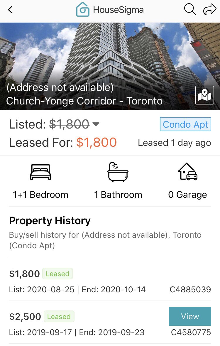 28% down and $700/month less in rent for this 1+1 condo in the heart of downtown Toronto25-30% drops in rents becoming much more common now. #cdnecon