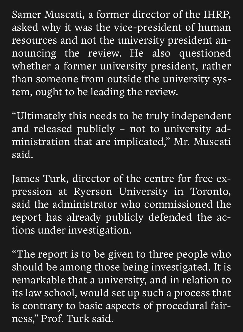 Given the many serious concerns raised by expert observers, I can’t see how this review will be successful in restoring much-needed trust among students and faculty.But my concerns go beyond the comments already quoted in the Star and Globe. 5/