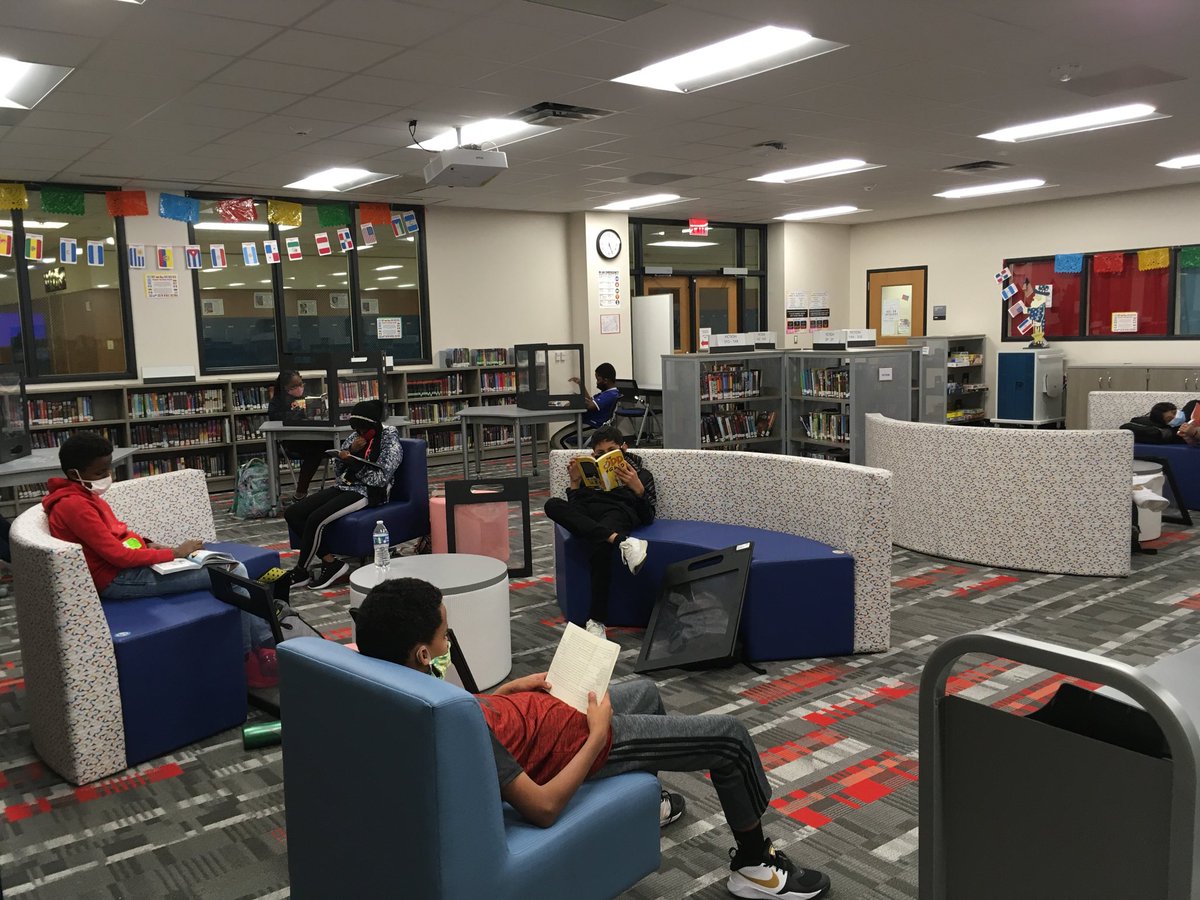 TaressaAnd's tweet photo. And so we begin! Reading all over the campus! Especially in our new library space #RISDREADS20 ⁦@ljhpatriots⁩ #Proud2Bljh ⁦@Library4Liberty⁩ ⁦@LIBRARIESinRISD⁩ https://t.co/kje9uiiOPu